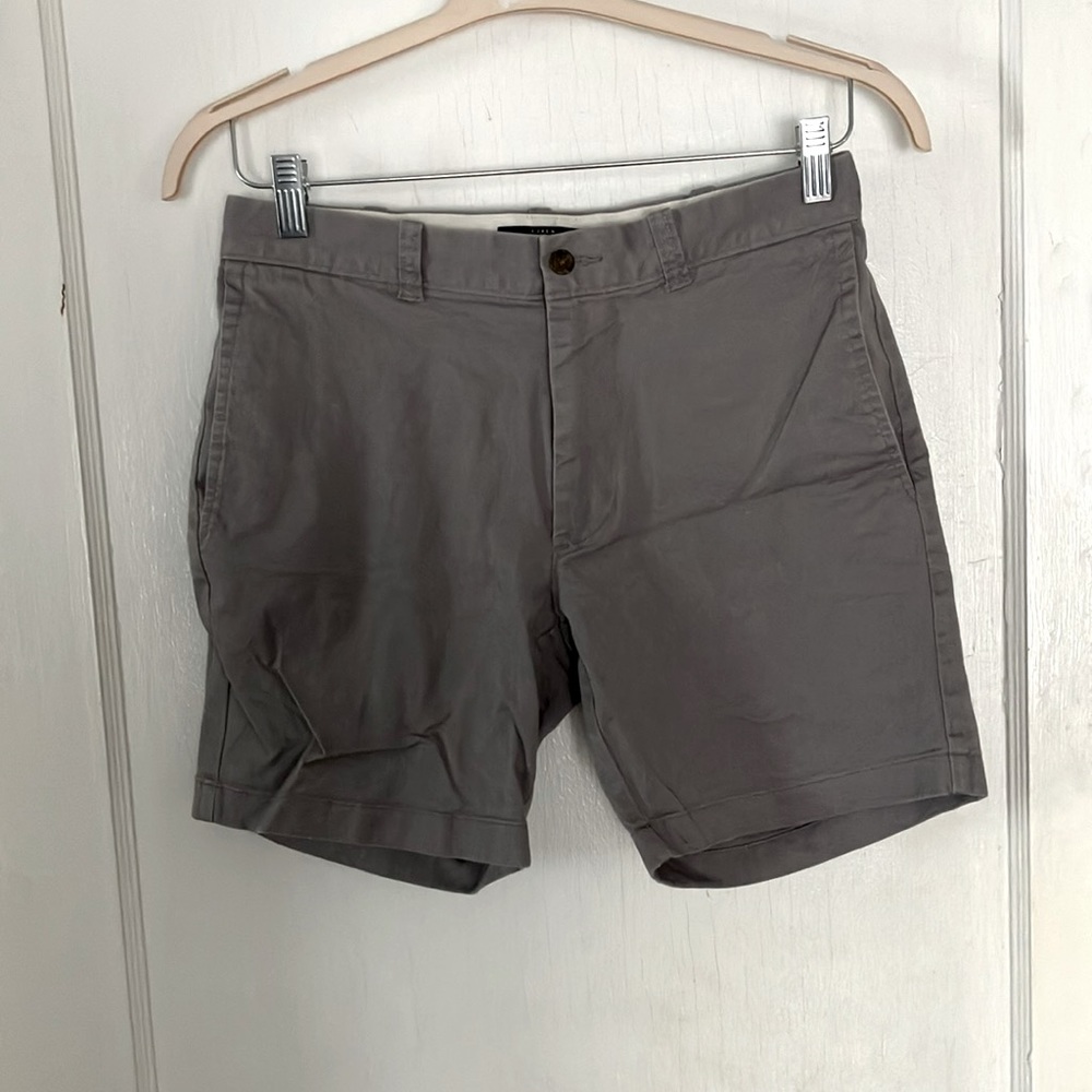 J Crew Grey Stretch (1% elastane) Mercantile Flex chino shorts 29” waist.